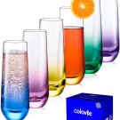 Stemless Champagne Flutes Set of 6- Colored Champagne Glasses- Wedding Toasting