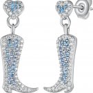 Cowboy Boot Earrings 925 Sterling Silver Western Cowgirl Boot Dangle Drop Earrin