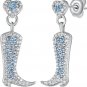 Cowboy Boot Earrings 925 Sterling Silver Western Cowgirl Boot Dangle Drop Earrin