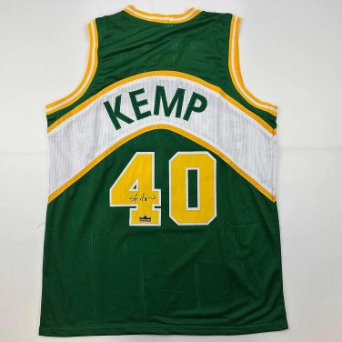 Facsimile Autographed Shawn Kemp Seattle Green Reprint Laser Auto Basketball Jer
