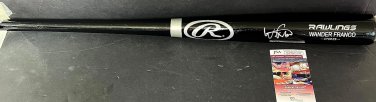 Wander Franco Tampa Bay Rays Autographed Signed Black Baseball Bat JSA WITNESS C