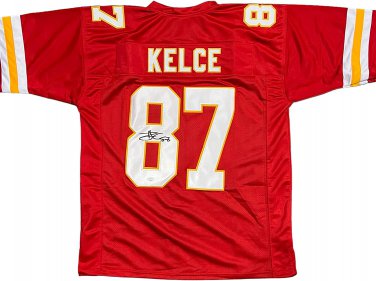 Travis Kelce Kansas City Chiefs Signed Autograph Red Custom Jersey JSA Certified