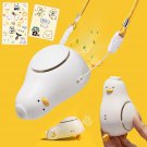 Portable Neck Fan with Lanyard, LYING FLAT DUCK with DIY Stickers, 3 Speed Blade