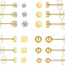 12 Pairs Stainless Steel Earrings for Women with Cubic Zirconia Small Stud Earri