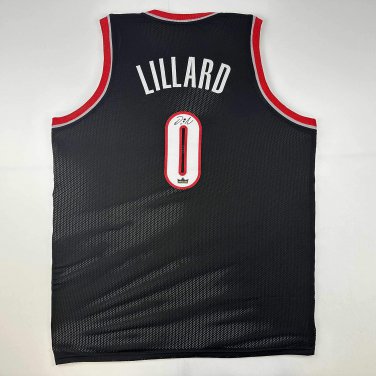 Facsimile Autographed Damian Lillard Portland Black Reprint Laser Auto Basketbal