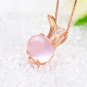 Rabbit Pendant Necklace Women'S Gift-Rose Gold Rabbit Shape Pink Crystal Cat Eye