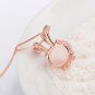 Rabbit Pendant Necklace Women'S Gift-Rose Gold Rabbit Shape Pink Crystal Cat Eye