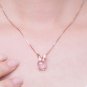 Rabbit Pendant Necklace Women'S Gift-Rose Gold Rabbit Shape Pink Crystal Cat Eye