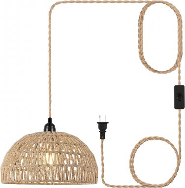 Plug in Pendant Light Hanging Lights with Plug in Cord 15Ft Farmhouse Hanging La