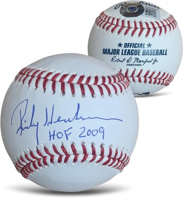 Rickey Henderson Autographed MLB Hall of Fame HOF 2009 Signed Baseball Beckett C