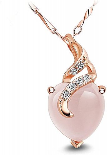 Heart Shaped Pendant Necklace for Women'S Gift - Rose Gold Heart Shaped Pink Cry