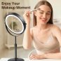 Height Adjustable Makeup Mirror with Lights, 7" Double Sided 1X 10X Magnificatio
