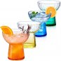 Stemless Margarita Glasses Set of 4, Colored Margarita Cocktail Glasses, Ribbed