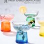Stemless Margarita Glasses Set of 4, Colored Margarita Cocktail Glasses, Ribbed