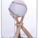 Acrylic Baseball Case for Display, Baseball Holder Box with Mini Wooden Bat Stan