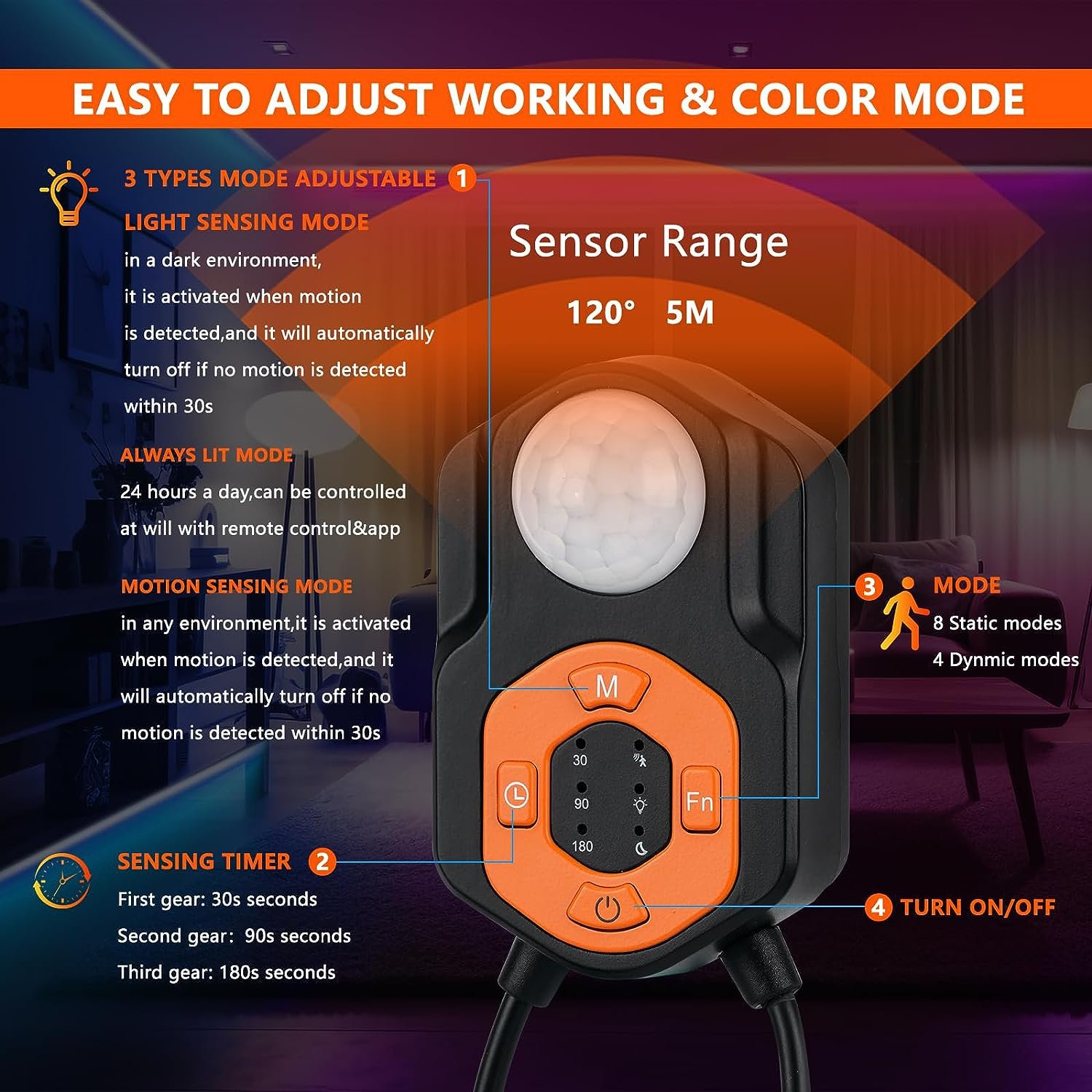 Motion Sensor LED Lights Indoor under Bed Lights under Lights