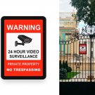 FEISIER 24 Hour Video Surveillance LED Signs, Private Property No Trespassing Si