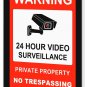 FEISIER 24 Hour Video Surveillance LED Signs, Private Property No Trespassing Si