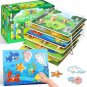 Wooden Puzzles for Toddlers 1-3, 6 Pack Peg Puzzles with Wire Puzzle Holder Rack