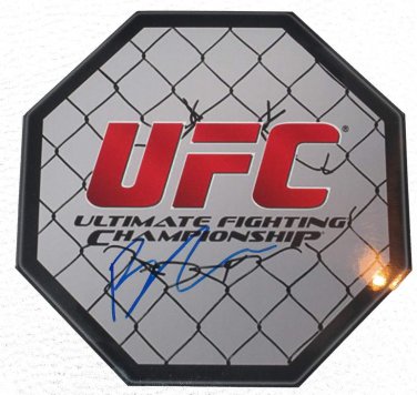 B.J. Penn Autographed  8X8  Octagon W/PROOF, Picture of BJ Signing for Us, PSA/D