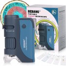 Pocket Microscope, 60X-120X Handheld Mini Microscope with LED Lights, 5 Slides S