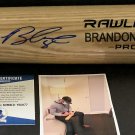 Brandon Lowe Tampa Bay Rays Autographed Signed Blonde Baseball Bat BECKETT COA