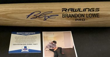 Brandon Lowe Tampa Bay Rays Autographed Signed Blonde Baseball Bat BECKETT COA