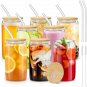 Glass Cups with Bamboo Lids and Straws, 16OZ Ice Coffee Cup, High Quality Drinki