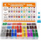 300Pcs Car Fuse Assortment Kit, 160 Mini Blade Fuses Automotive + 90 Standard Au