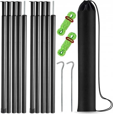 Tent Poles Adjustable Tarp Poles Steel Rods for Tarp Canopy Camping Replacement