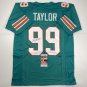 Autographed/Signed Jason Taylor Miami Teal Football Jersey JSA COA
