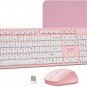 UHURU Pink Wireless Keyboard and Mouse, Keyboard and Mouse Combo with Mouse Pad,