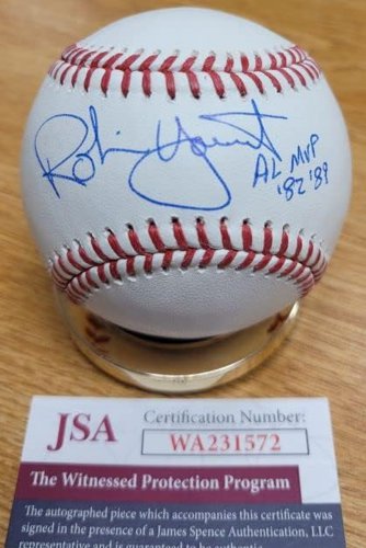 Autographed Robin Yount"Al MVP 82, 89" Official Major League Baseball JSA Witnes