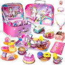 Unicorn Tea Set for Little Girls, Toddler Tea Party Set with Carry Case, Pretend
