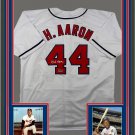 Framed Facsimile Autographed Henry Hank Aaron 33X42 Atlanta White Reprint Laser
