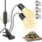 Reptile Heat Lamp, Dual-Head UVA UVB Heating Light Lamp with Cycle Timer,Basking