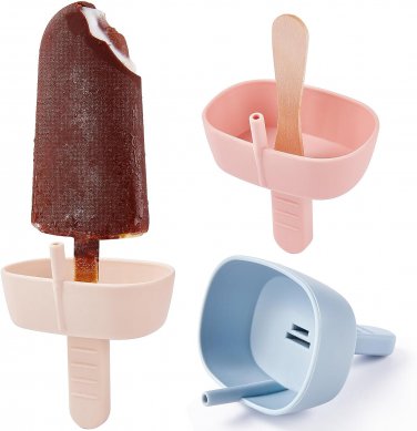 3 Pack Drip Free Silicone Popsicle Holders with Straw,  Popsicle Holders for Kid