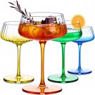 Colored Martini Glasses Set of 4, Champagne Coupe Glasses, Coupe Cocktail Glasse