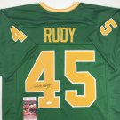 Autographed/Signed Rudy Ruettiger Notre Dame Green Rudy College Football Jersey
