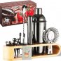 Mixology Bartender Kit with Stand and Recipe Book, Cocktail Shaker Set of 19, Ba