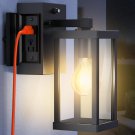 Black Waterproof Wall Mount Exterior Outdoor Wall Light with GFCI Outlet Built I