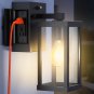 Black Waterproof Wall Mount Exterior Outdoor Wall Light with GFCI Outlet Built I