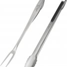 2 Pieces Grill Set BBQ Accessories - Heavy Duty Stainless Steel Tongs & Fork - B