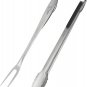 2 Pieces Grill Set BBQ Accessories - Heavy Duty Stainless Steel Tongs & Fork - B