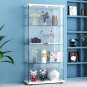 Glass Display Cabinet, Quick-Install Style 4-Shelf Curio Cabinet - 2 Door Glass