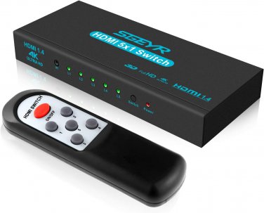 HDMI Switch HDMI Selector Switch 5 Port HDR IR Remote 4K HDMI Selector Box 5 in