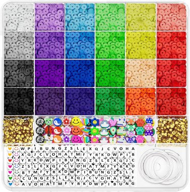 5342 PCS Clay Beads Bracelet Making Kit, 24 Colors Flat Heishi Beads for Jewelry