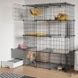 Cat Cage with Litter Box,4-Tier DIY Cat Enclosures Large Playpen Detachable Meta