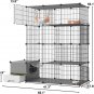 Cat Cage with Litter Box,4-Tier DIY Cat Enclosures Large Playpen Detachable Meta