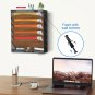 Wood Wall File Holder, 7 Tier Hanging File Organizer with Top Tray, 5 Pockets Me